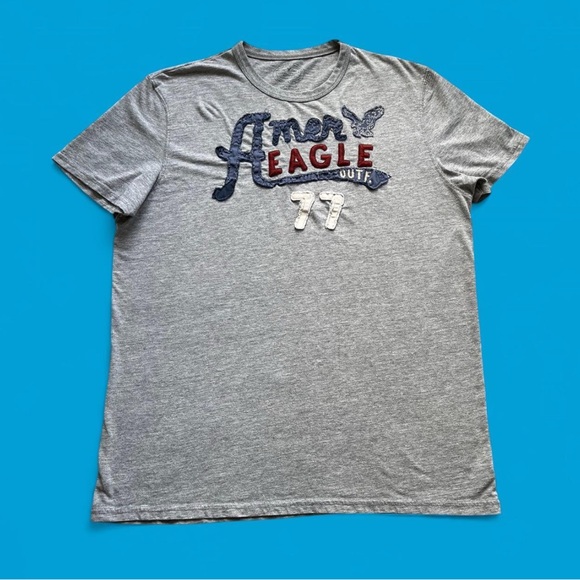 American Eagle Outfitters Y2K Men's Gray Graphic T-Shirt Men’s XL Atheltic Fit - Picture 1 of 5